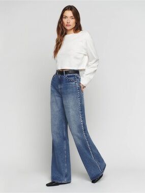 Reformation Cary High Rise Slouchy Wide Leg Long Jeans